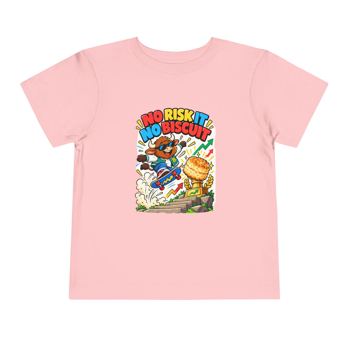 NO RISK IT NO BISCUIT. Toddler Tee | Funny Finance Kids Clothing
