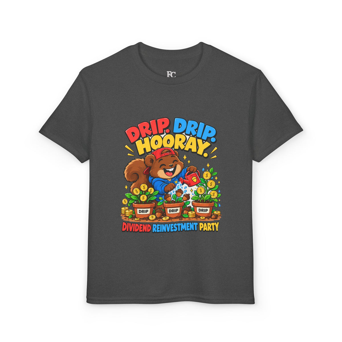 SQUIRREL DIVIDEND PARTY. Youth Tee | Funny Finance Kids Clothing
