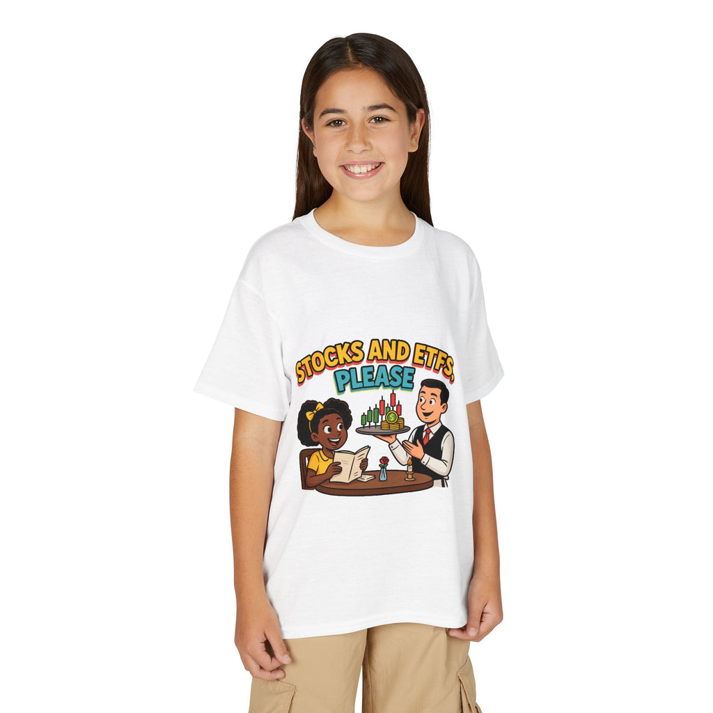 STOCKS AND ETFS, PLEASE. Girls' Youth Tee | Funny Finance Kids Clothing