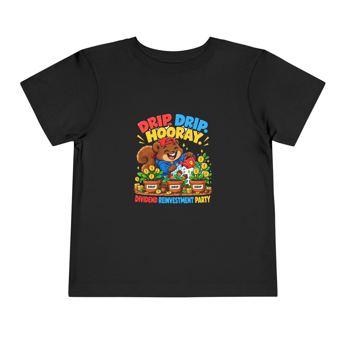 SQUIRREL DIVIDEND PARTY. Toddler Tee | Funny Finance Kids Clothing