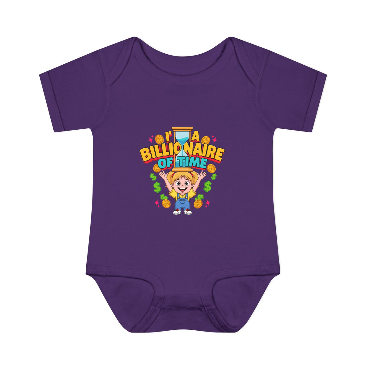 I'M A BILLIONAIRE OF TIME. Girls' Baby Bodysuit | Funny Finance Kids Clothing