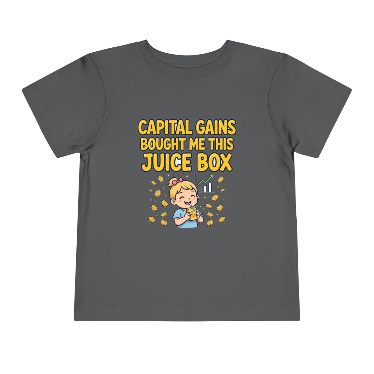 CAPITAL GAINS BOUGHT ME THIS JUICE BOX. Toddler Tee | Funny Finance Kids Clothing. Toddler Tee | Funny Finance Kids Clothing