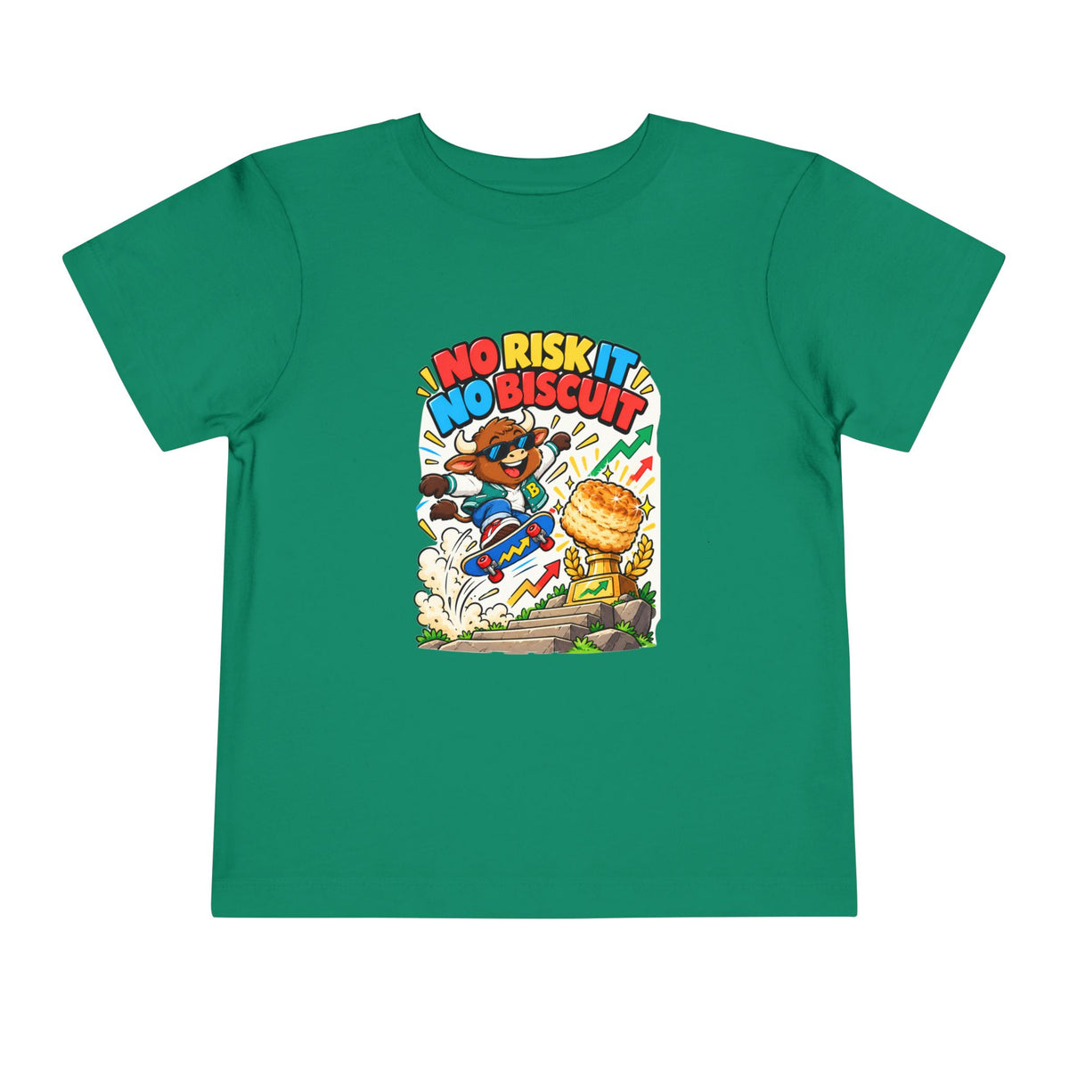NO RISK IT NO BISCUIT. Toddler Tee | Funny Finance Kids Clothing
