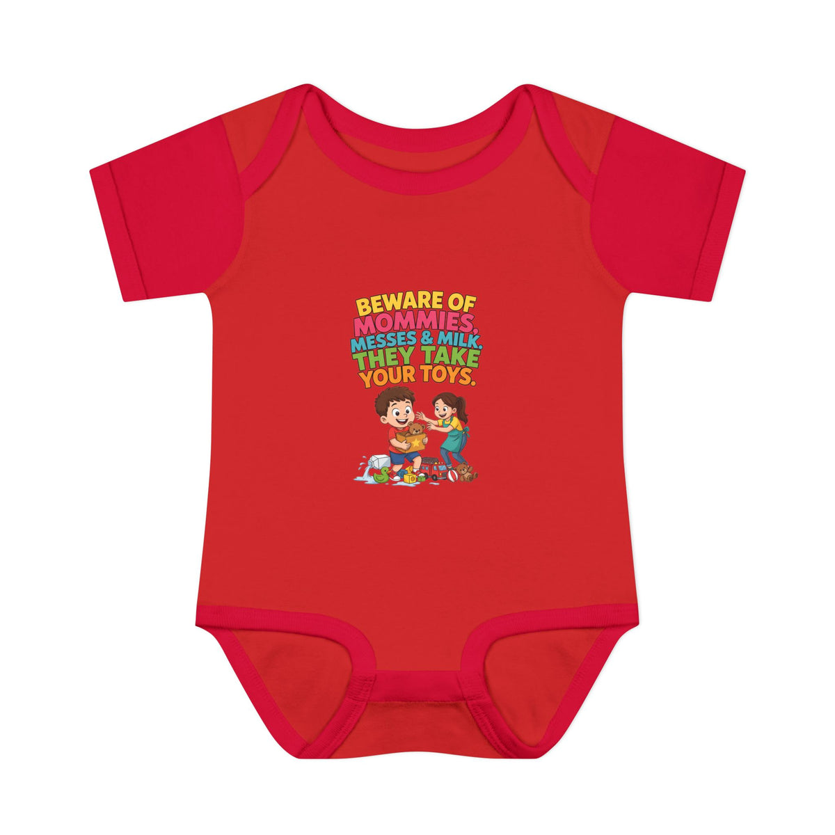 BEWARE OF MOMMIES, MESSES & MILK. THEY TAKE YOUR TOYS.. Boys' Baby Bodysuit | Funny Finance Kids Clothing