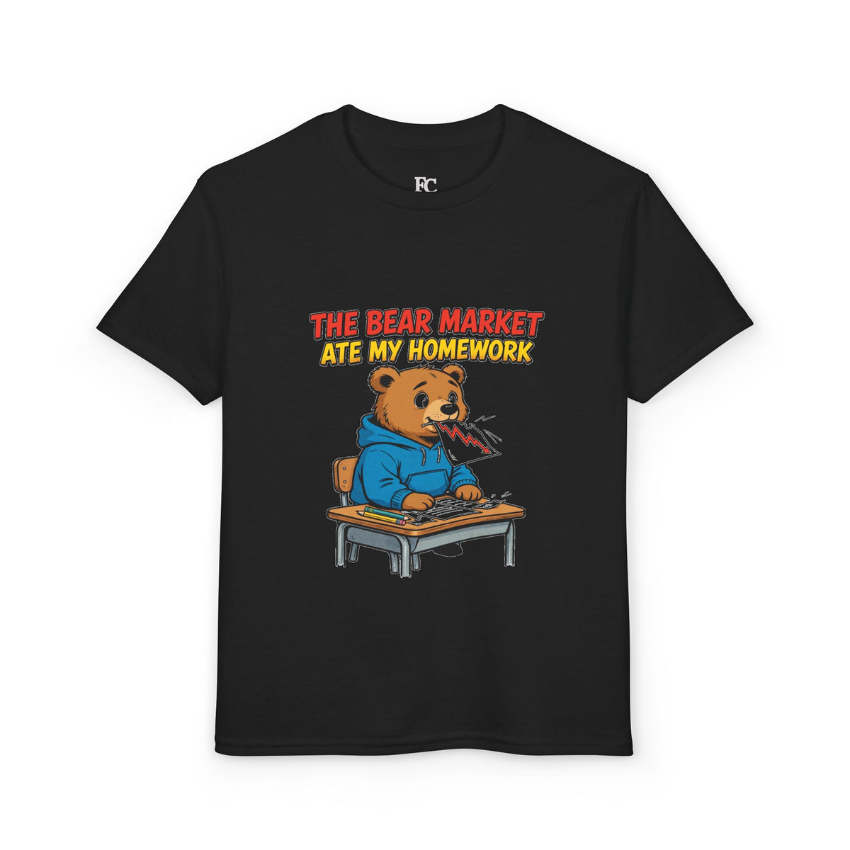 THE BEAR MARKET ATE MY HOMEWORK. Youth Tee | Funny Finance Kids Clothing