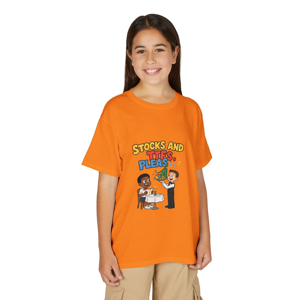 STOCKS AND ETFS, PLEASE. Boys' Youth Tee | Funny Finance Kids Clothing