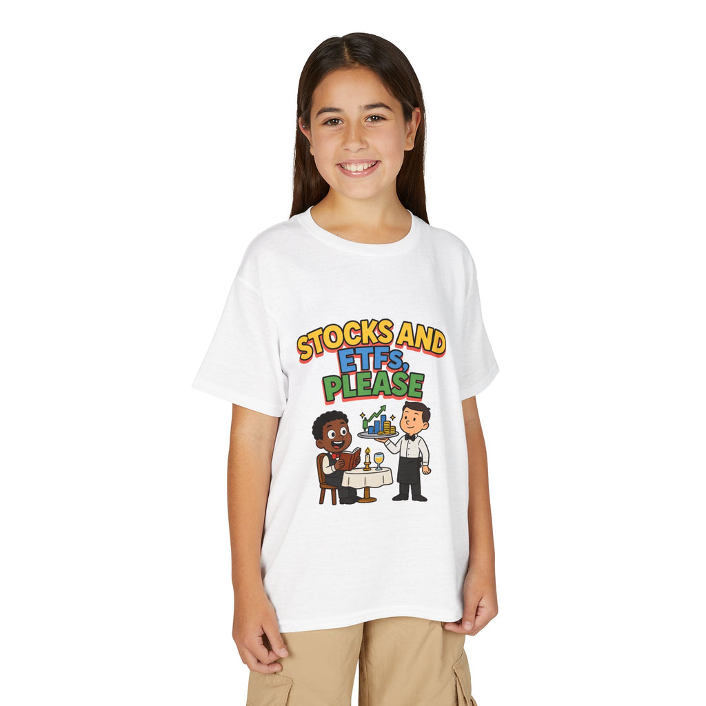 STOCKS AND ETFS, PLEASE. Boys' Youth Tee | Funny Finance Kids Clothing