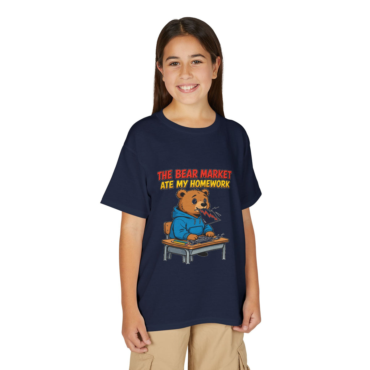 THE BEAR MARKET ATE MY HOMEWORK. Youth Tee | Funny Finance Kids Clothing