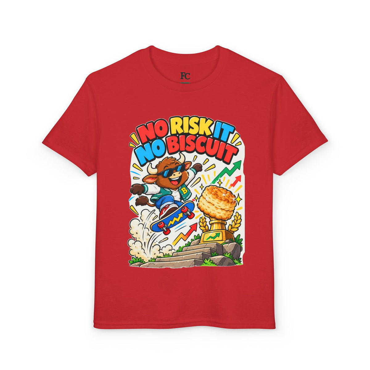 NO RISK IT NO BISCUIT. Youth Tee | Funny Finance Kids Clothing