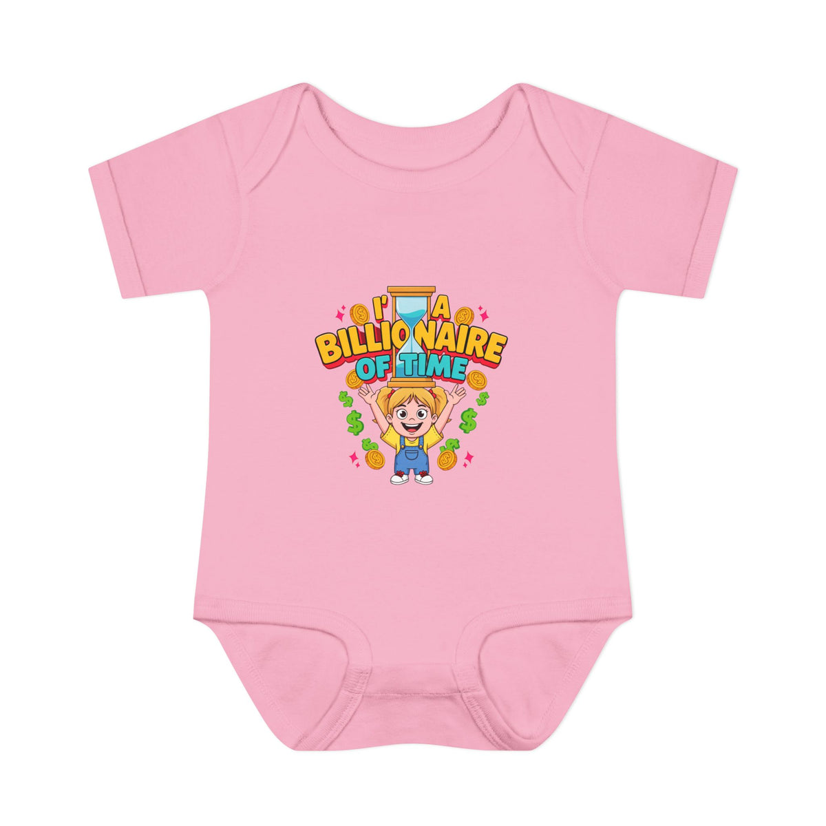 I'M A BILLIONAIRE OF TIME. Girls' Baby Bodysuit | Funny Finance Kids Clothing
