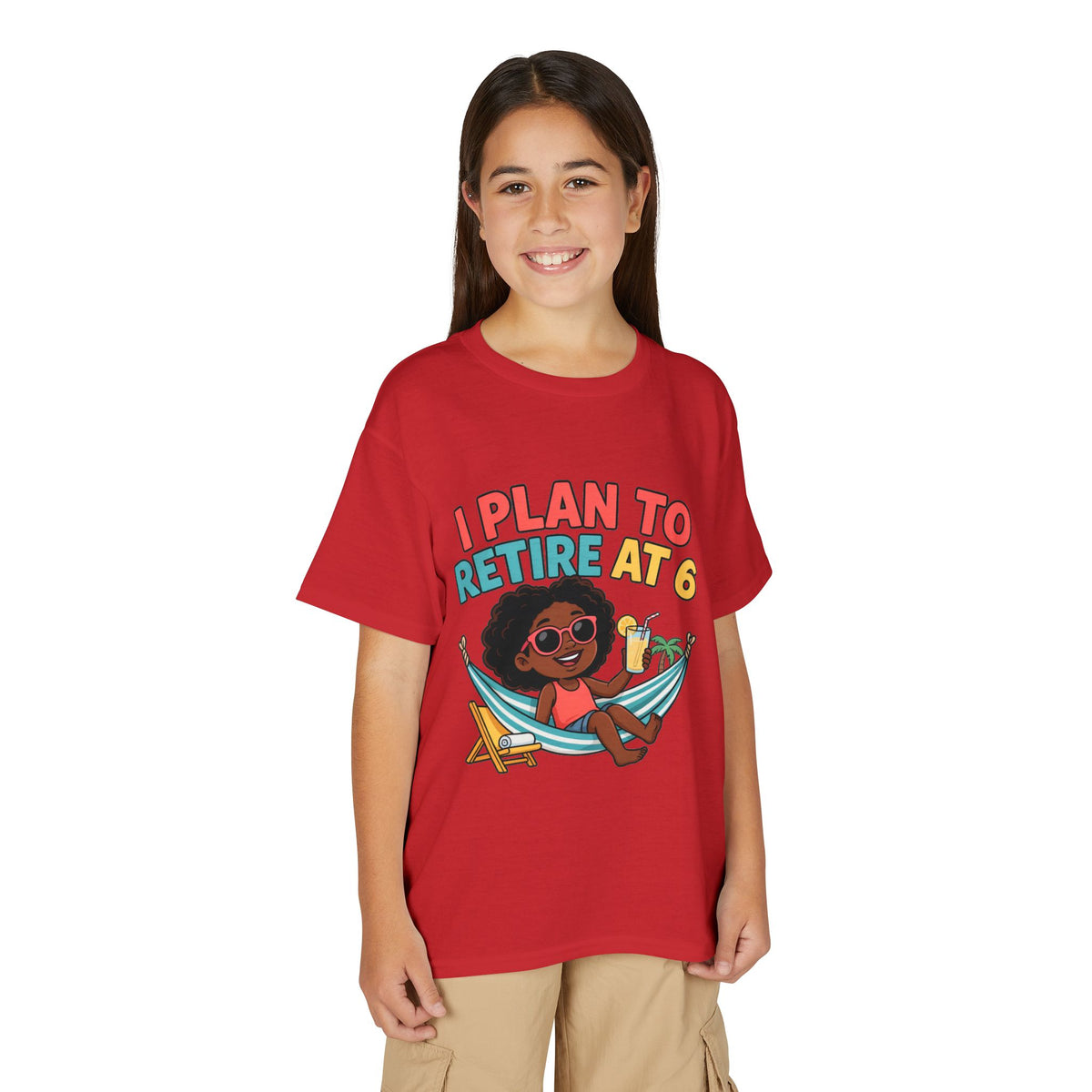 I PLAN TO RETIRE AT 6. Girls' Youth Tee | Funny Finance Kids Clothing