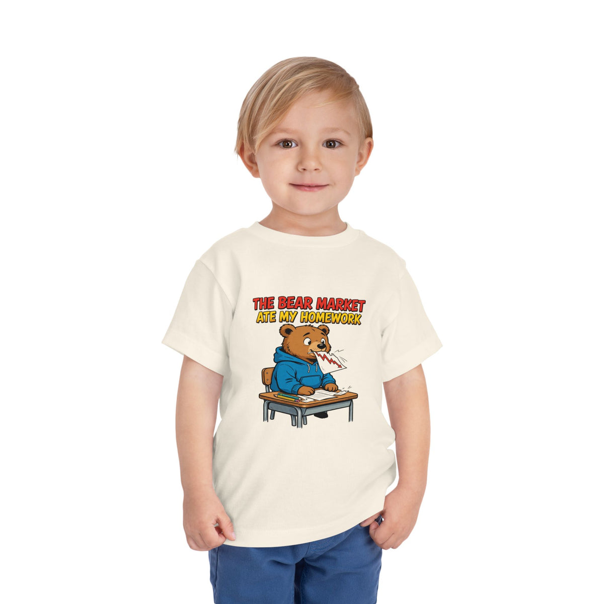 THE BEAR MARKET ATE MY HOMEWORK. Toddler Tee | Funny Finance Kids Clothing