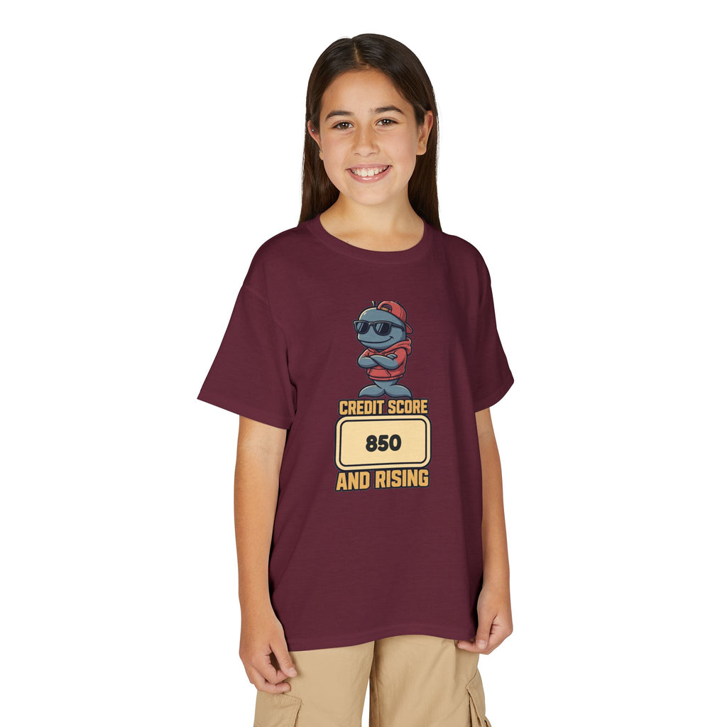 CREDIT SCORE: [SCORE] AND RISING. Youth Tee | Personalized Funny Finance Kids Shirt