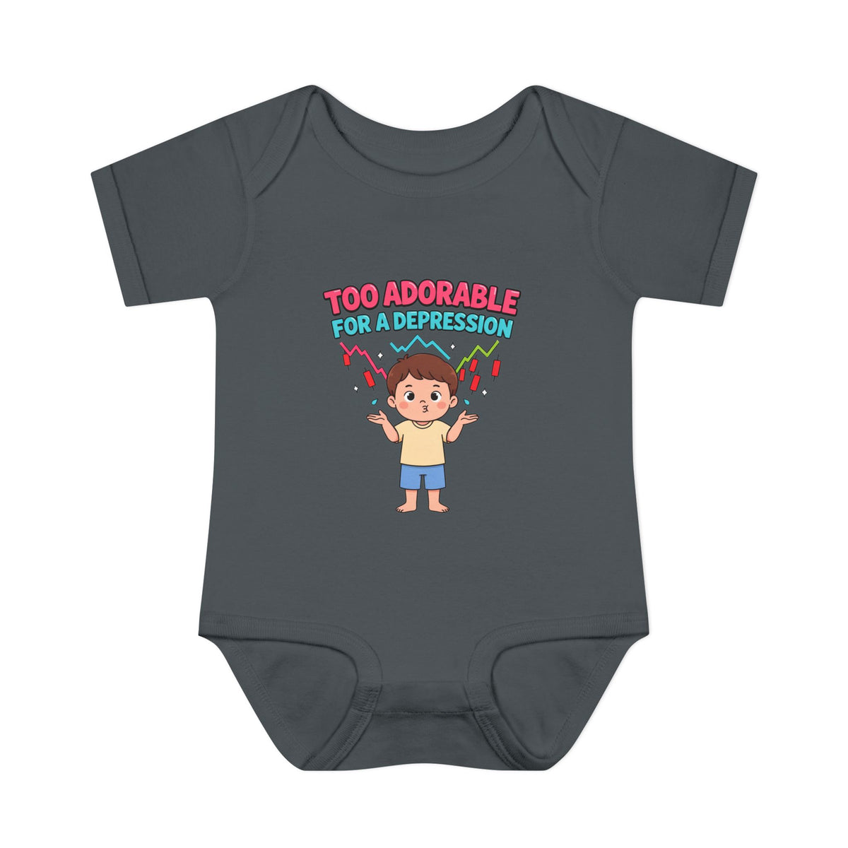 TOO ADORABLE FOR A DEPRESSION. Girls' Baby Bodysuit | Funny Finance Kids Clothing
