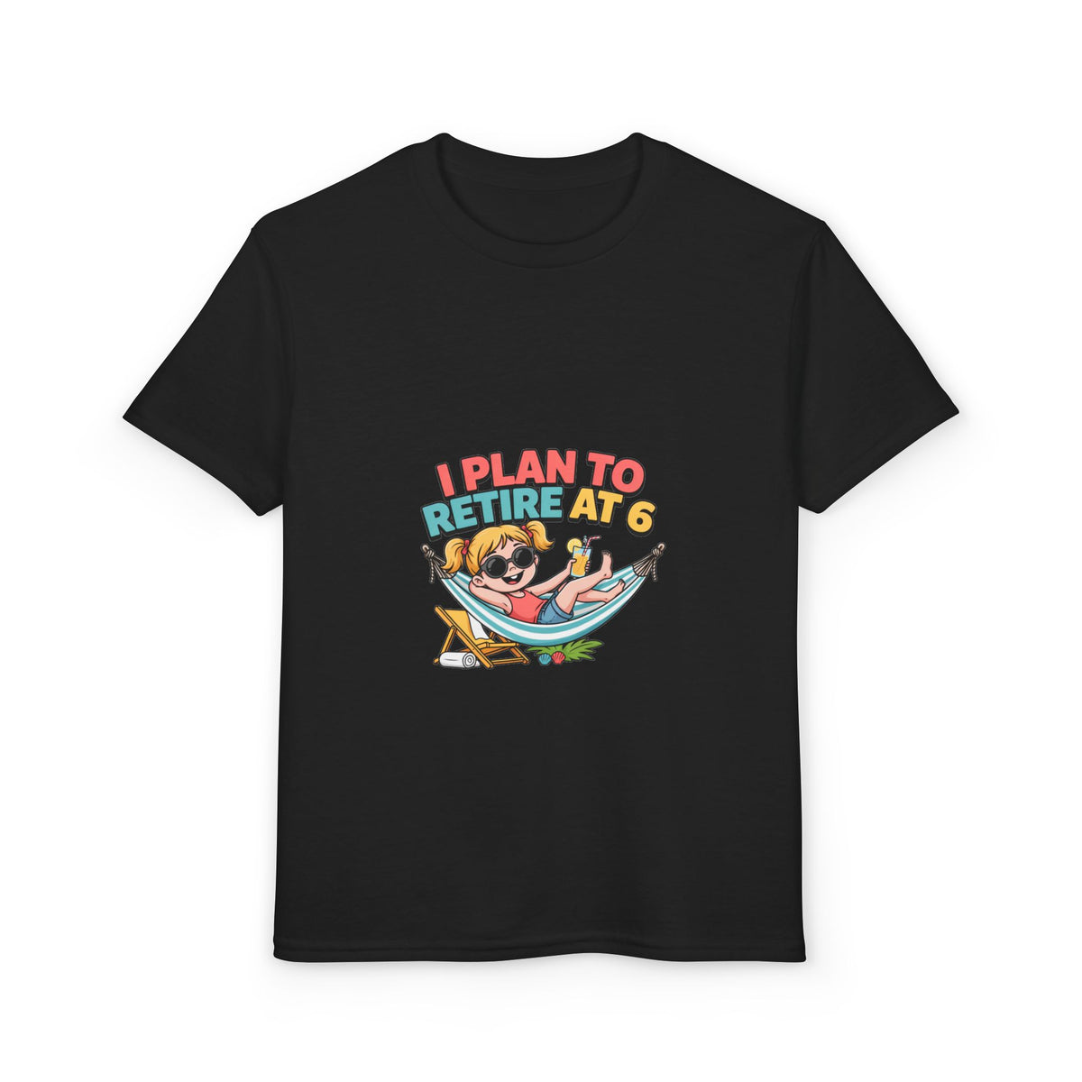 I PLAN TO RETIRE AT 6. Girls' Youth Tee | Funny Finance Kids Clothing