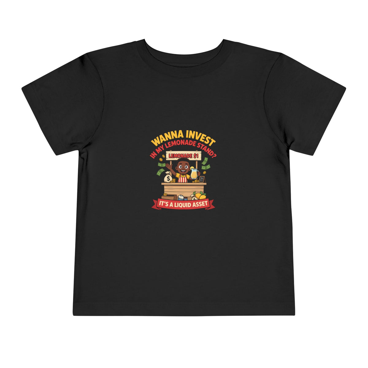 WANNA INVEST IN MY LEMONADE STAND? IT'S A LIQUID ASSET. Boys' Toddler Tee | Funny Finance Kids Clothing