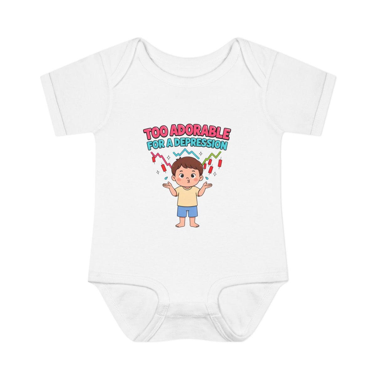 TOO ADORABLE FOR A DEPRESSION. Girls' Baby Bodysuit | Funny Finance Kids Clothing
