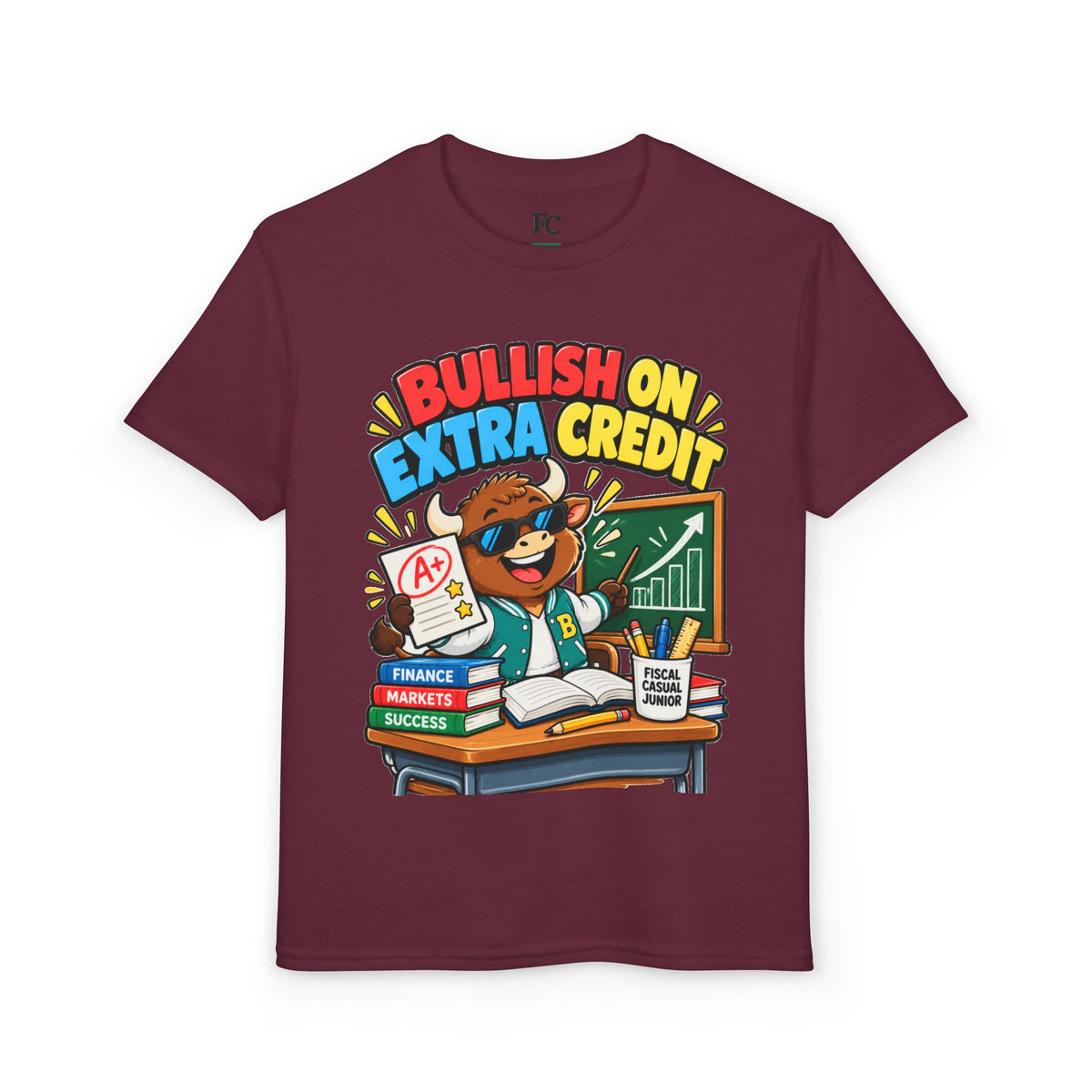 BULLISH ON EXTRA CREDIT. Youth Tee | Funny Finance Kids Clothing