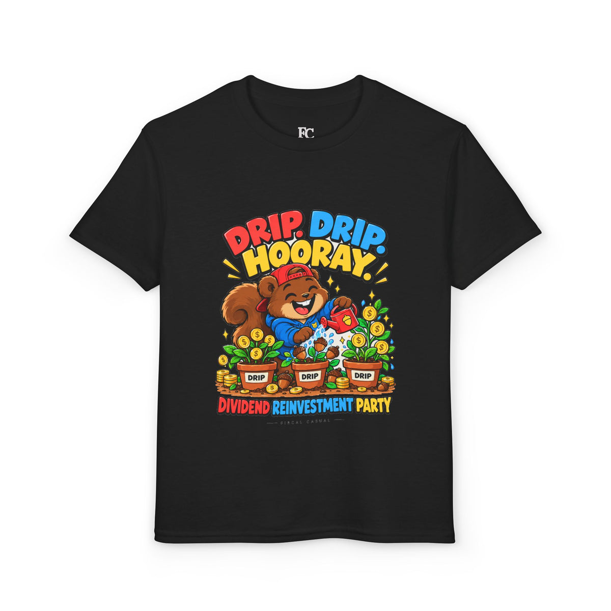 SQUIRREL DIVIDEND PARTY. Youth Tee | Funny Finance Kids Clothing