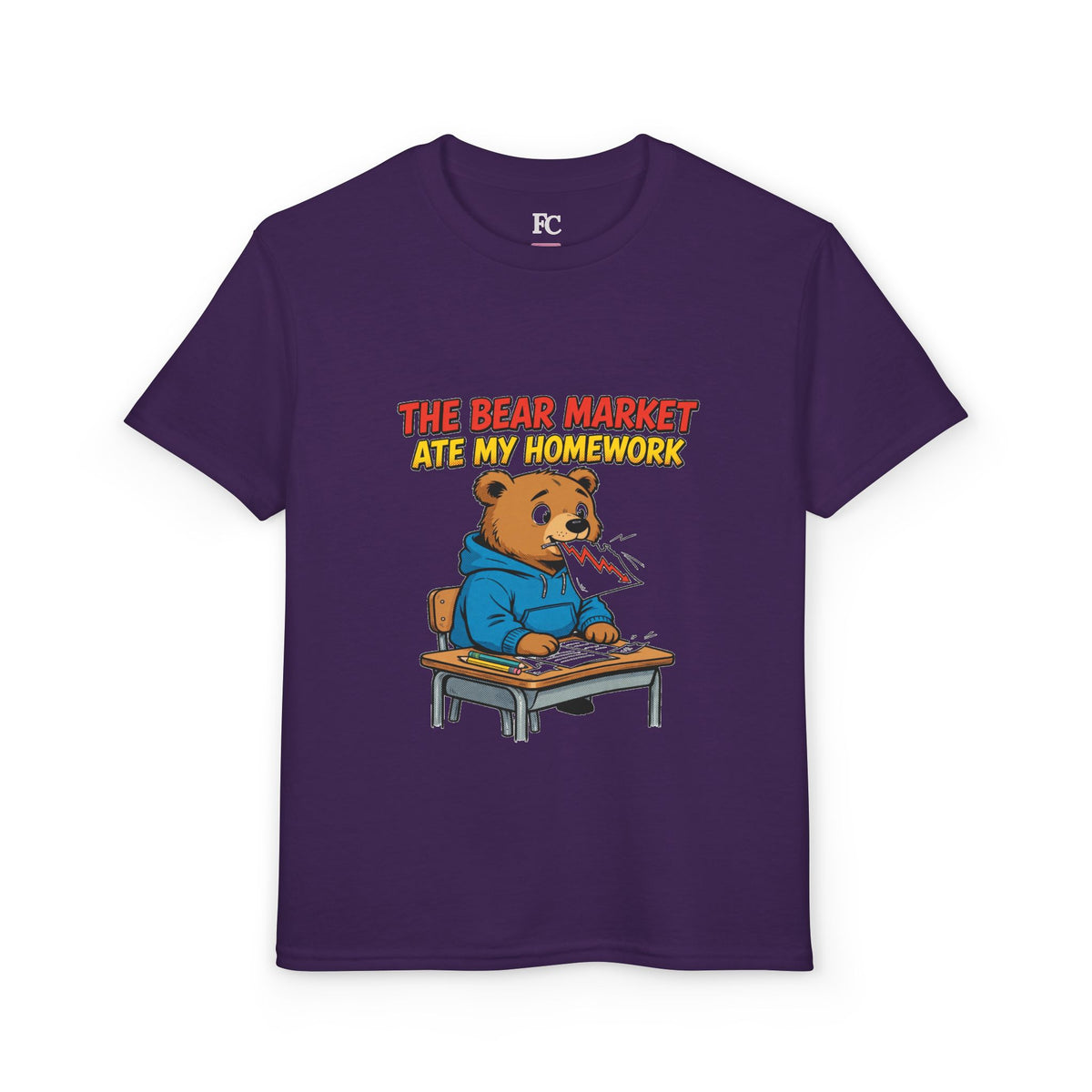 THE BEAR MARKET ATE MY HOMEWORK. Youth Tee | Funny Finance Kids Clothing