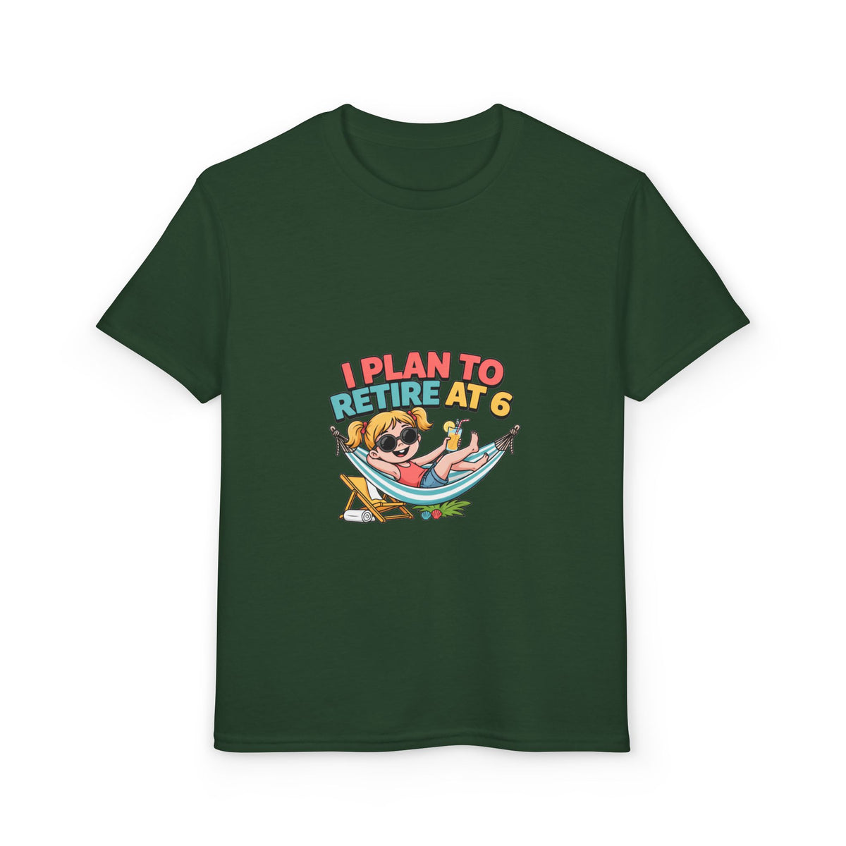 I PLAN TO RETIRE AT 6. Girls' Youth Tee | Funny Finance Kids Clothing