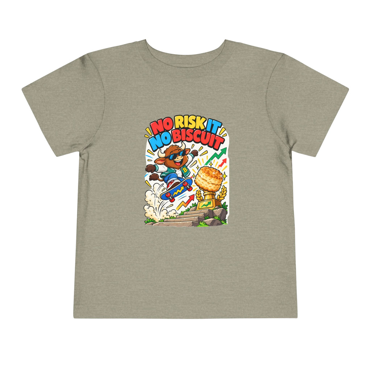 NO RISK IT NO BISCUIT. Toddler Tee | Funny Finance Kids Clothing