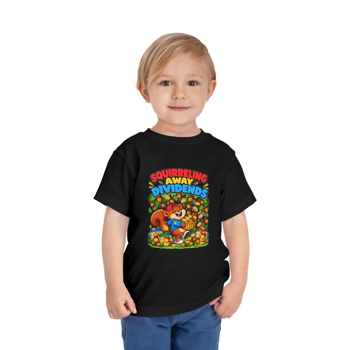 SQUIRRELING AWAY DIVIDENDS. Toddler Tee | Funny Finance Kids Clothing