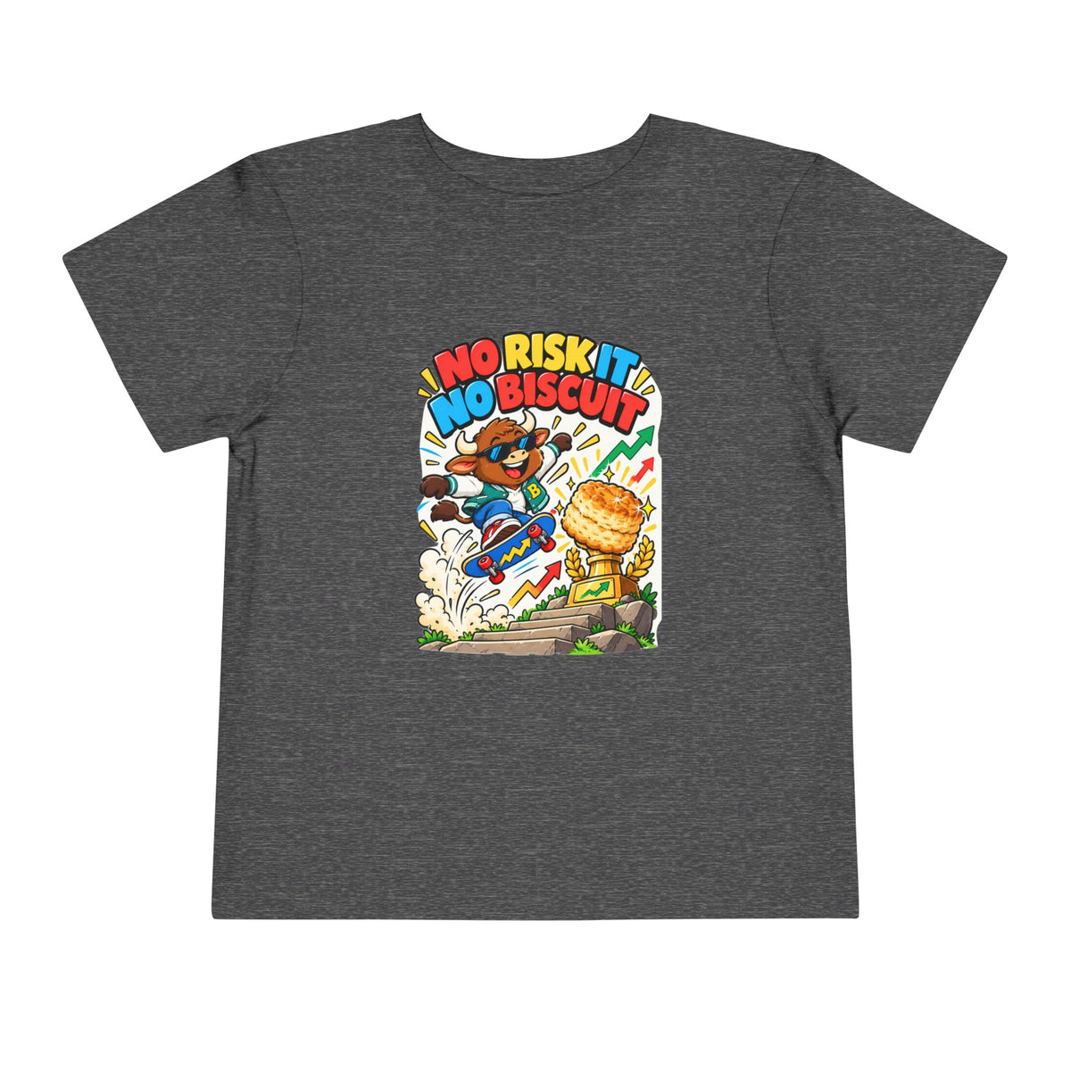 NO RISK IT NO BISCUIT. Toddler Tee | Funny Finance Kids Clothing