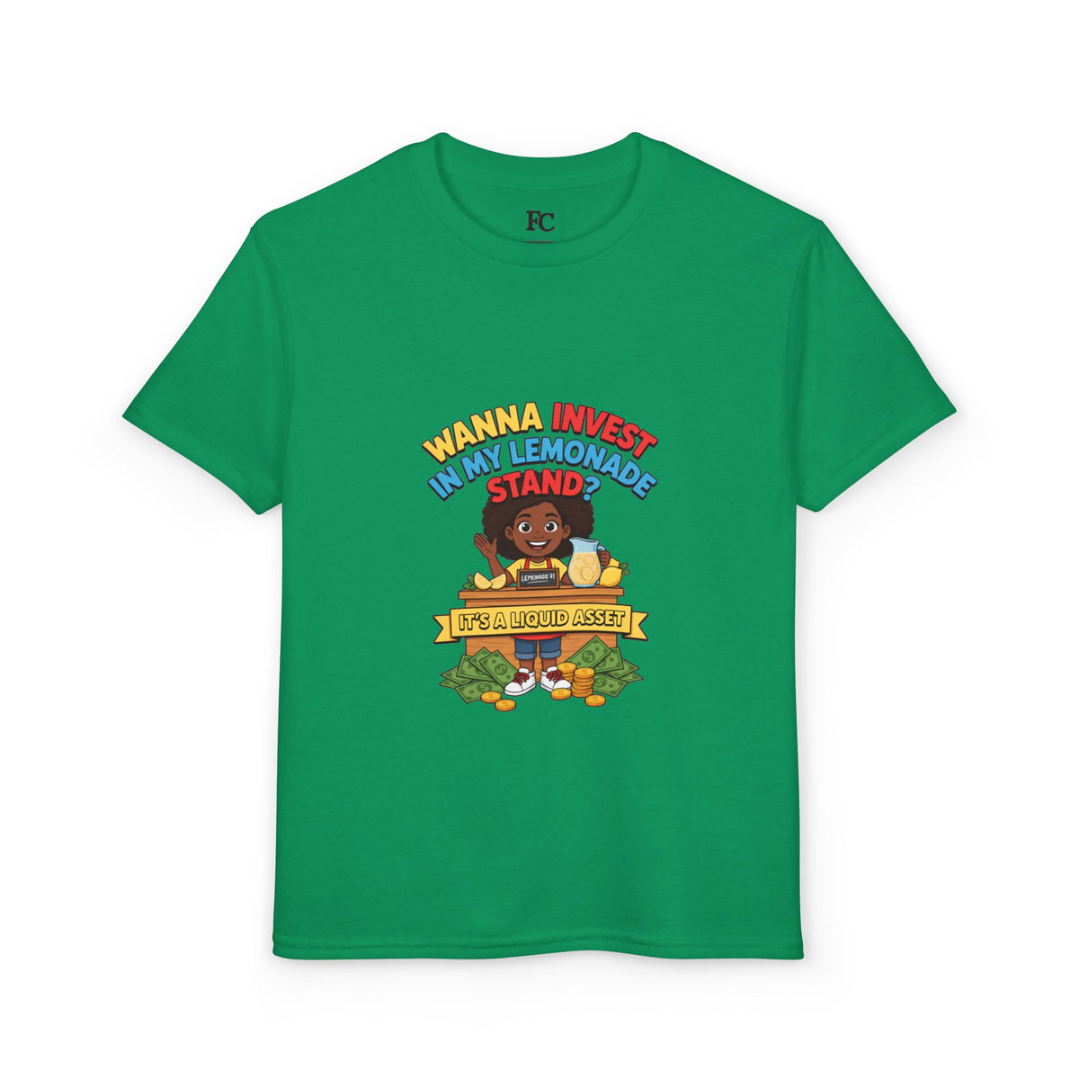 WANNA INVEST IN MY LEMONADE STAND? IT'S A LIQUID ASSET. Youth Tee | Funny Finance Kids Clothing. Youth Tee | Funny Finance Kids Clothing