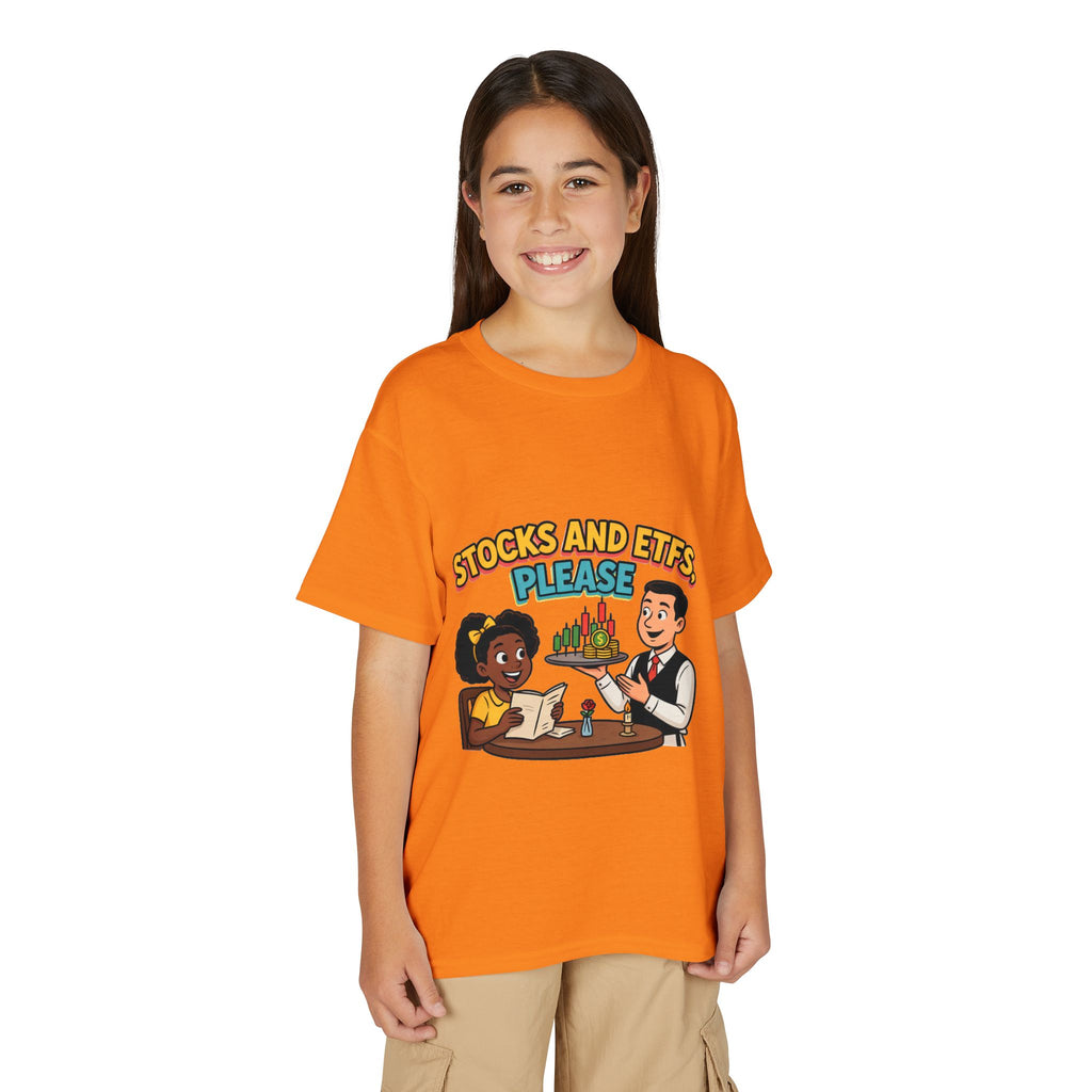 STOCKS AND ETFS, PLEASE. Girls' Youth Tee | Funny Finance Kids Clothing