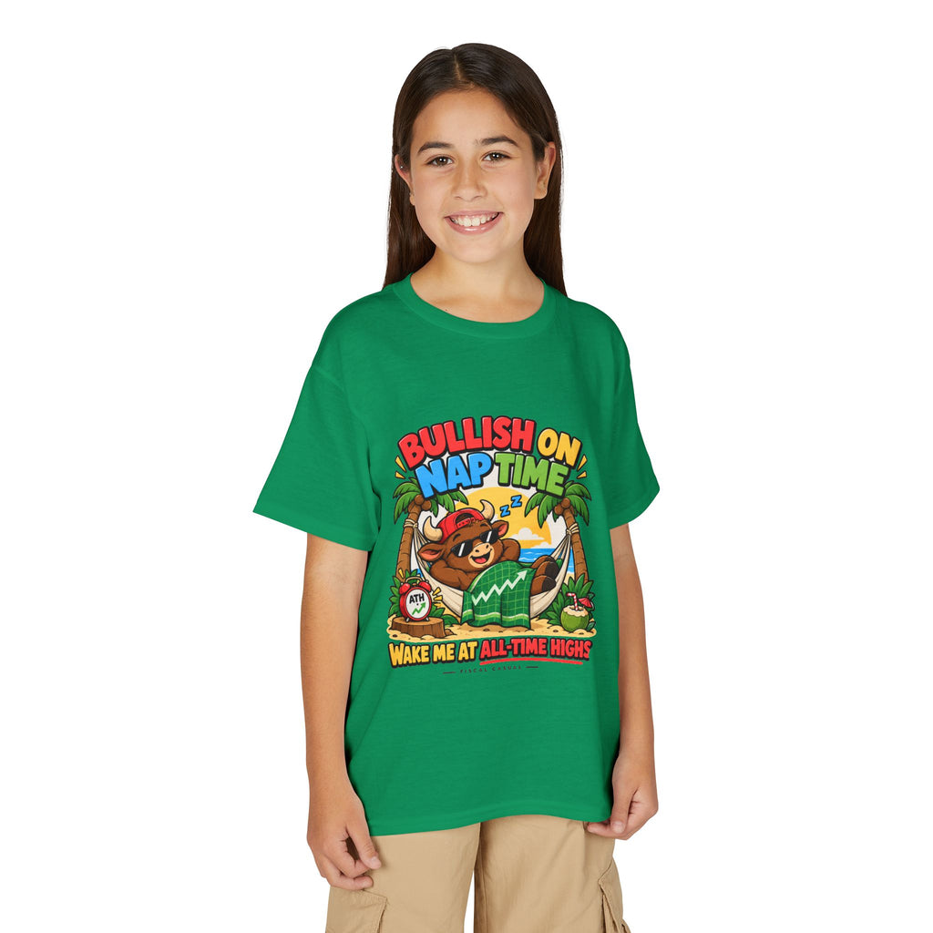 BULL NAP TIME. Youth Tee | Funny Finance Kids Clothing