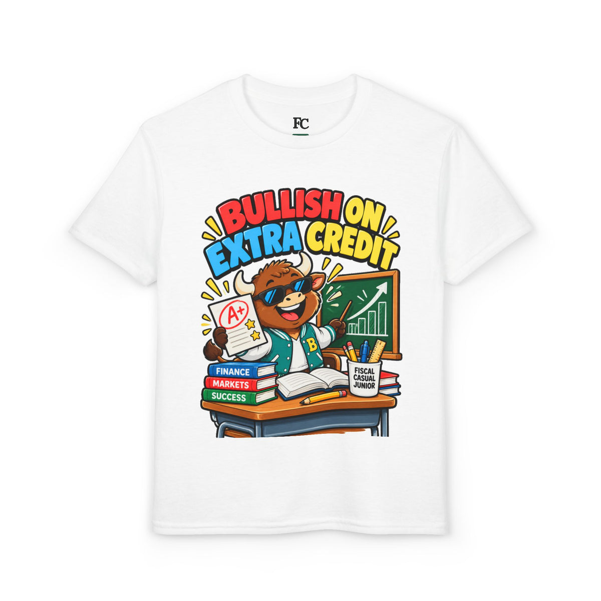 BULLISH ON EXTRA CREDIT. Youth Tee | Funny Finance Kids Clothing