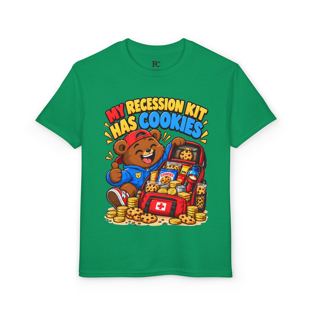 MY RECESSION KIT HAS COOKIES. Youth Tee | Funny Finance Kids Clothing