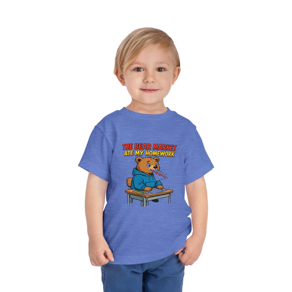 THE BEAR MARKET ATE MY HOMEWORK. Toddler Tee | Funny Finance Kids Clothing