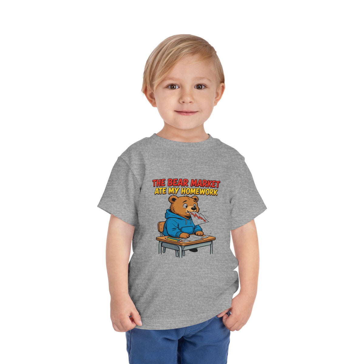 THE BEAR MARKET ATE MY HOMEWORK. Toddler Tee | Funny Finance Kids Clothing