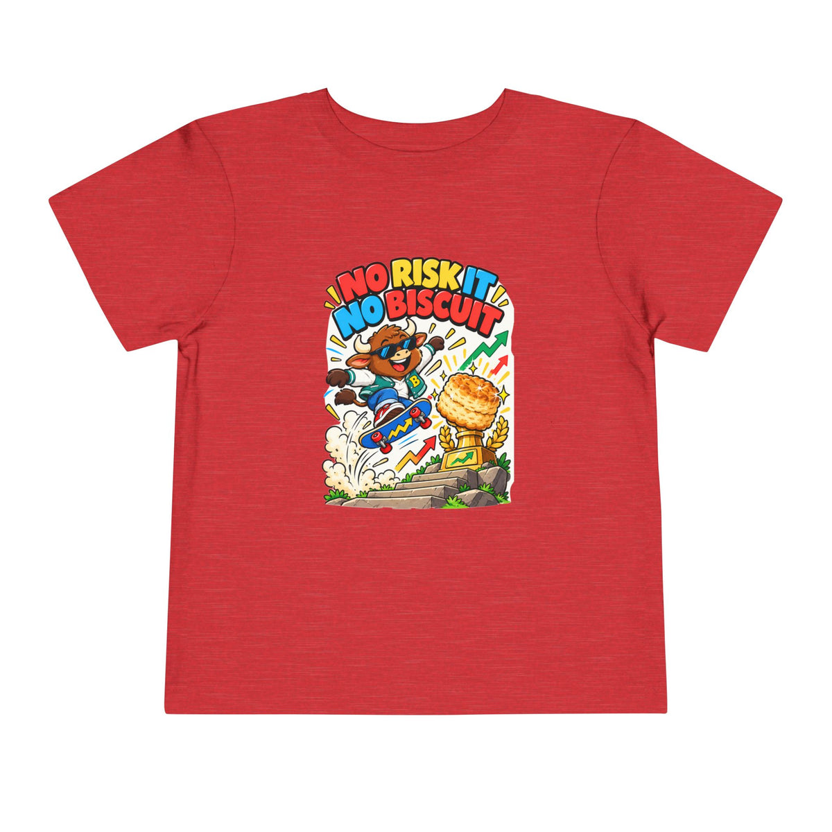 NO RISK IT NO BISCUIT. Toddler Tee | Funny Finance Kids Clothing