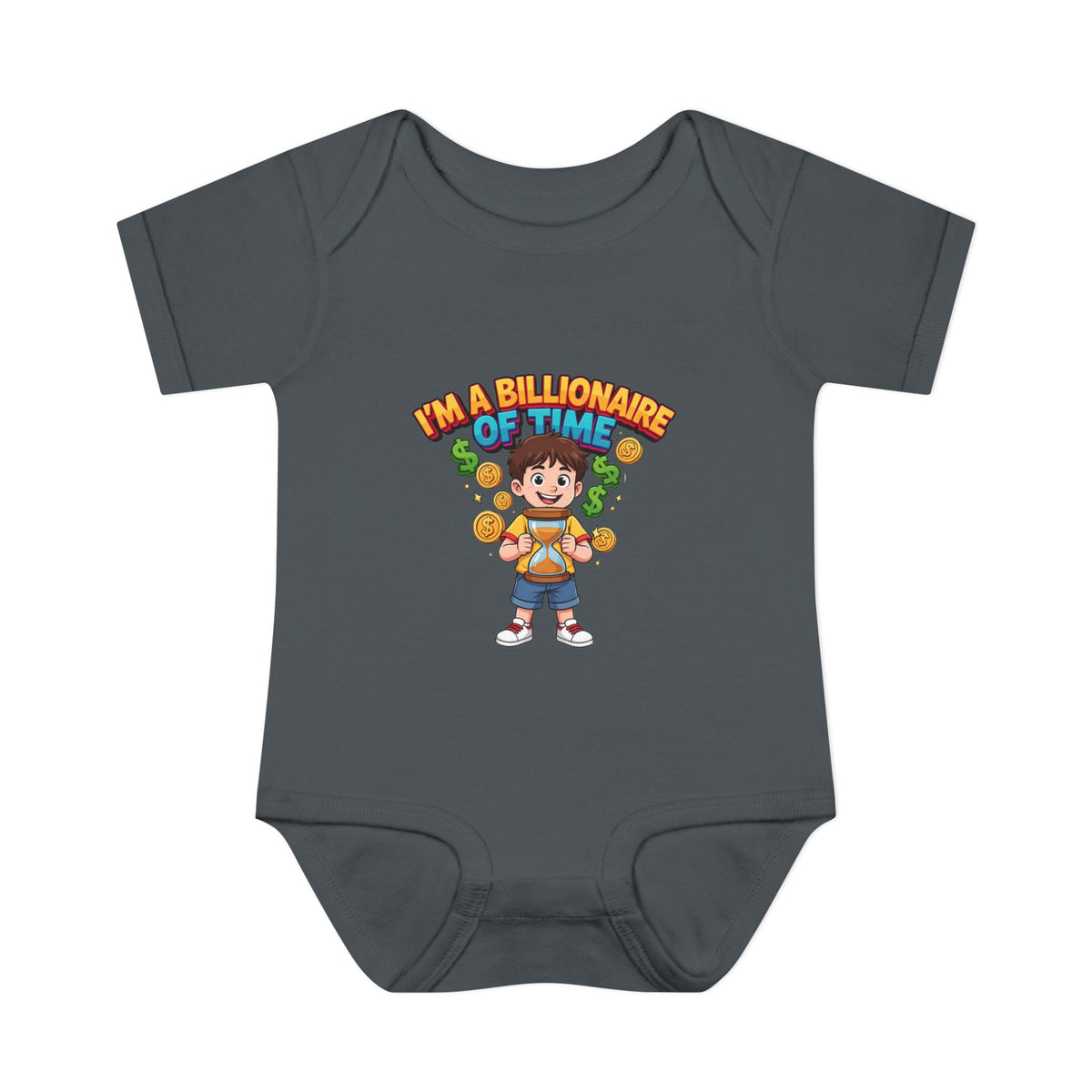 I'M A BILLIONAIRE OF TIME. Boys' Baby Bodysuit | Funny Finance Kids Clothing