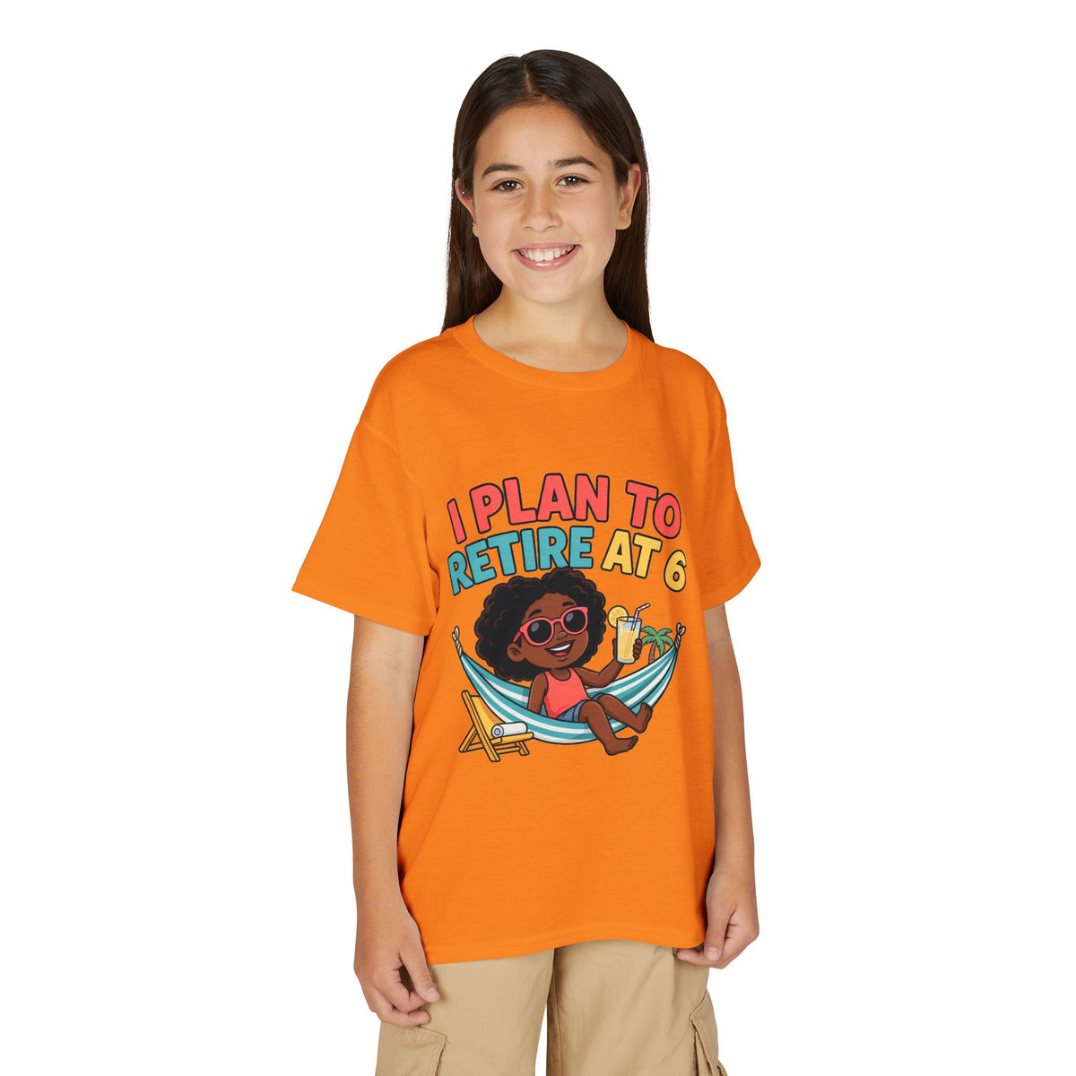 I PLAN TO RETIRE AT 6. Girls' Youth Tee | Funny Finance Kids Clothing