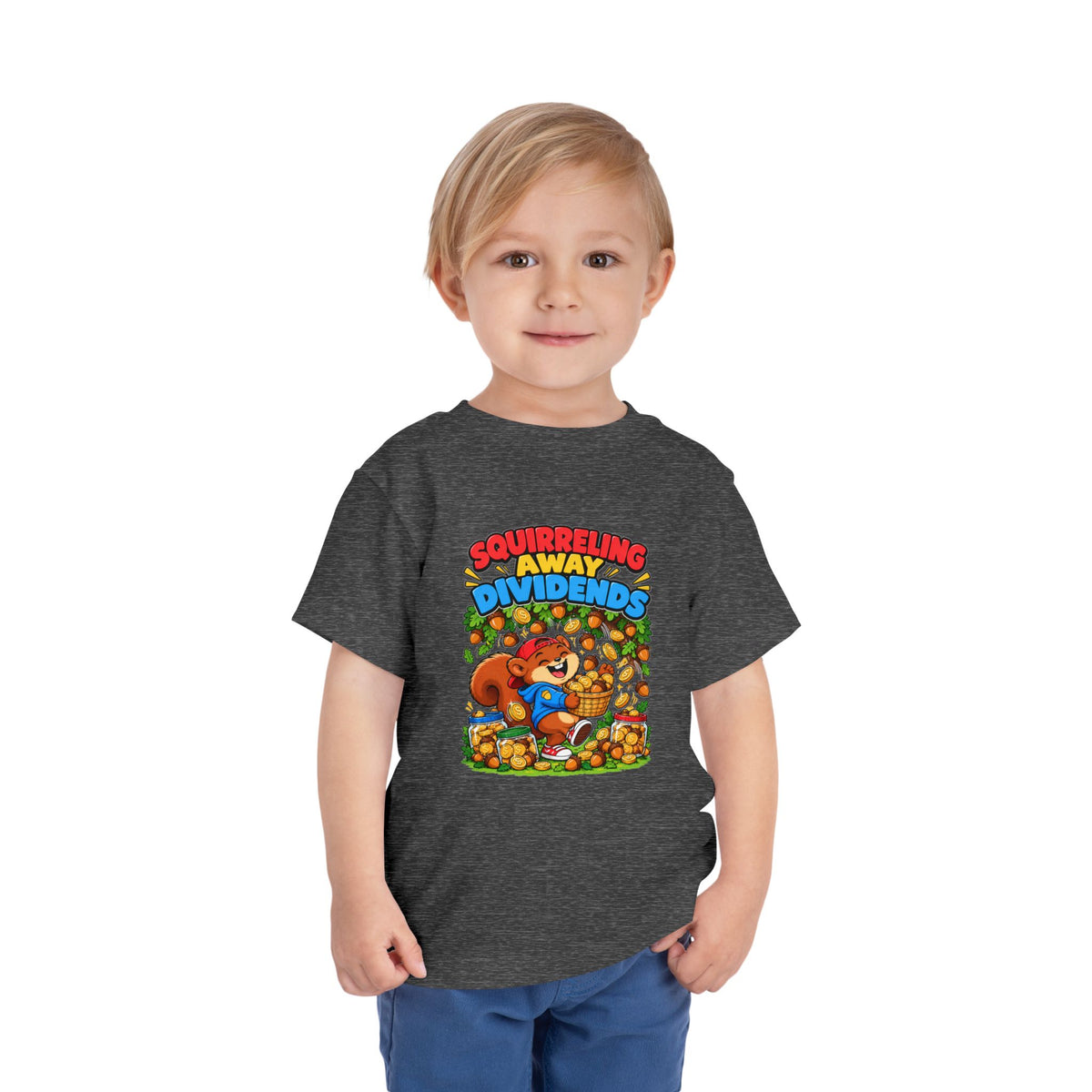 SQUIRRELING AWAY DIVIDENDS. Toddler Tee | Funny Finance Kids Clothing