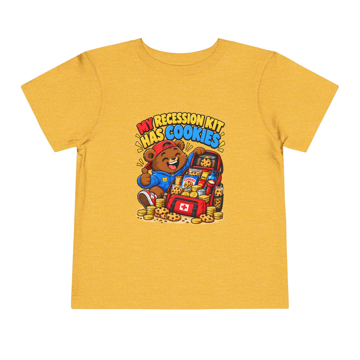 MY RECESSION KIT HAS COOKIES. Toddler Tee | Funny Finance Kids Clothing