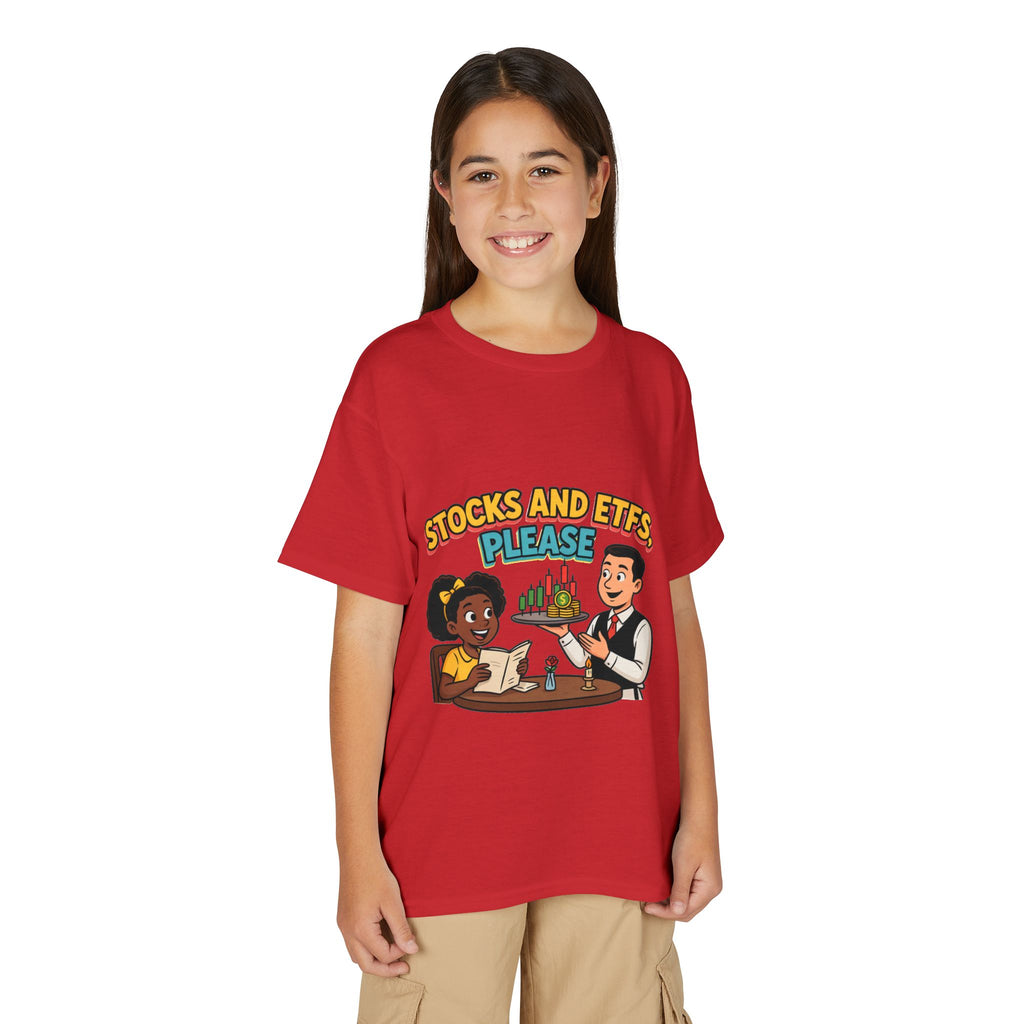 STOCKS AND ETFS, PLEASE. Girls' Youth Tee | Funny Finance Kids Clothing