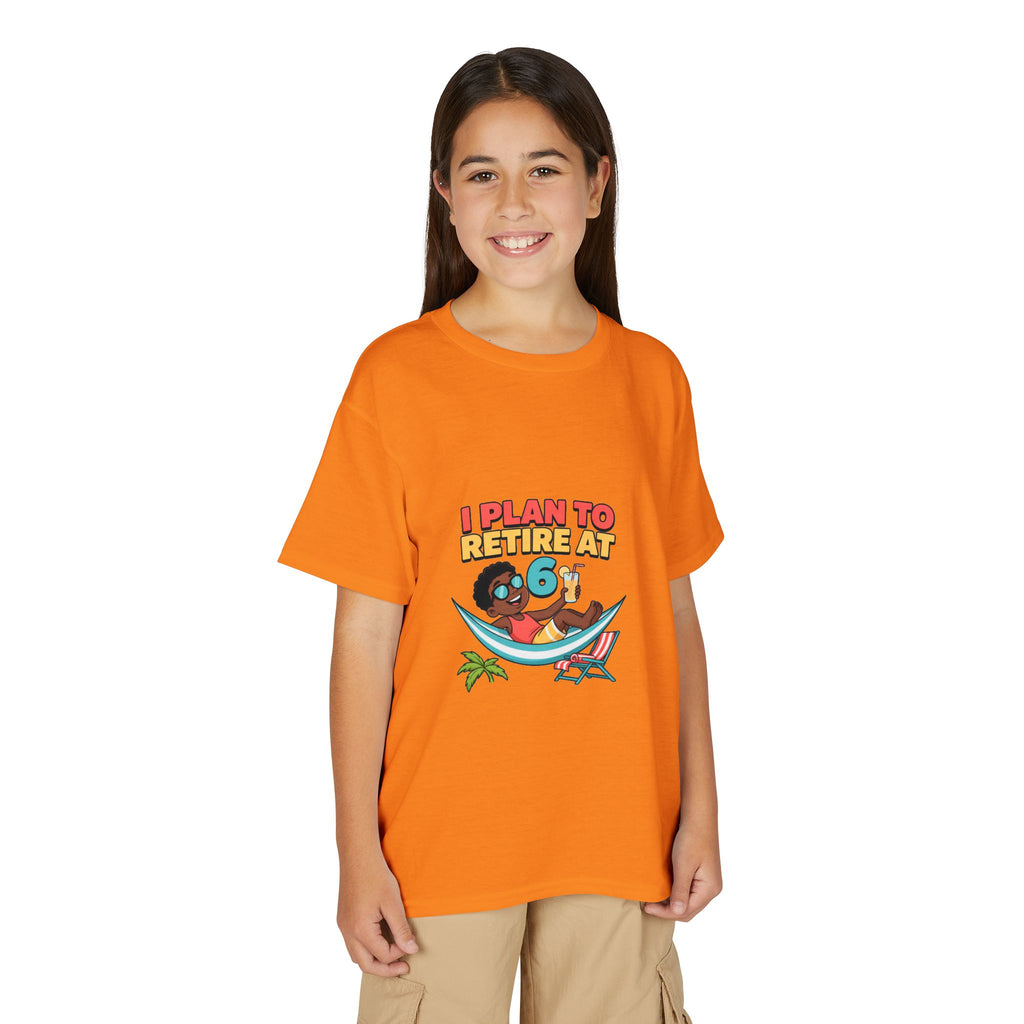 I PLAN TO RETIRE AT 6. Boys' Youth Tee | Funny Finance Kids Clothing