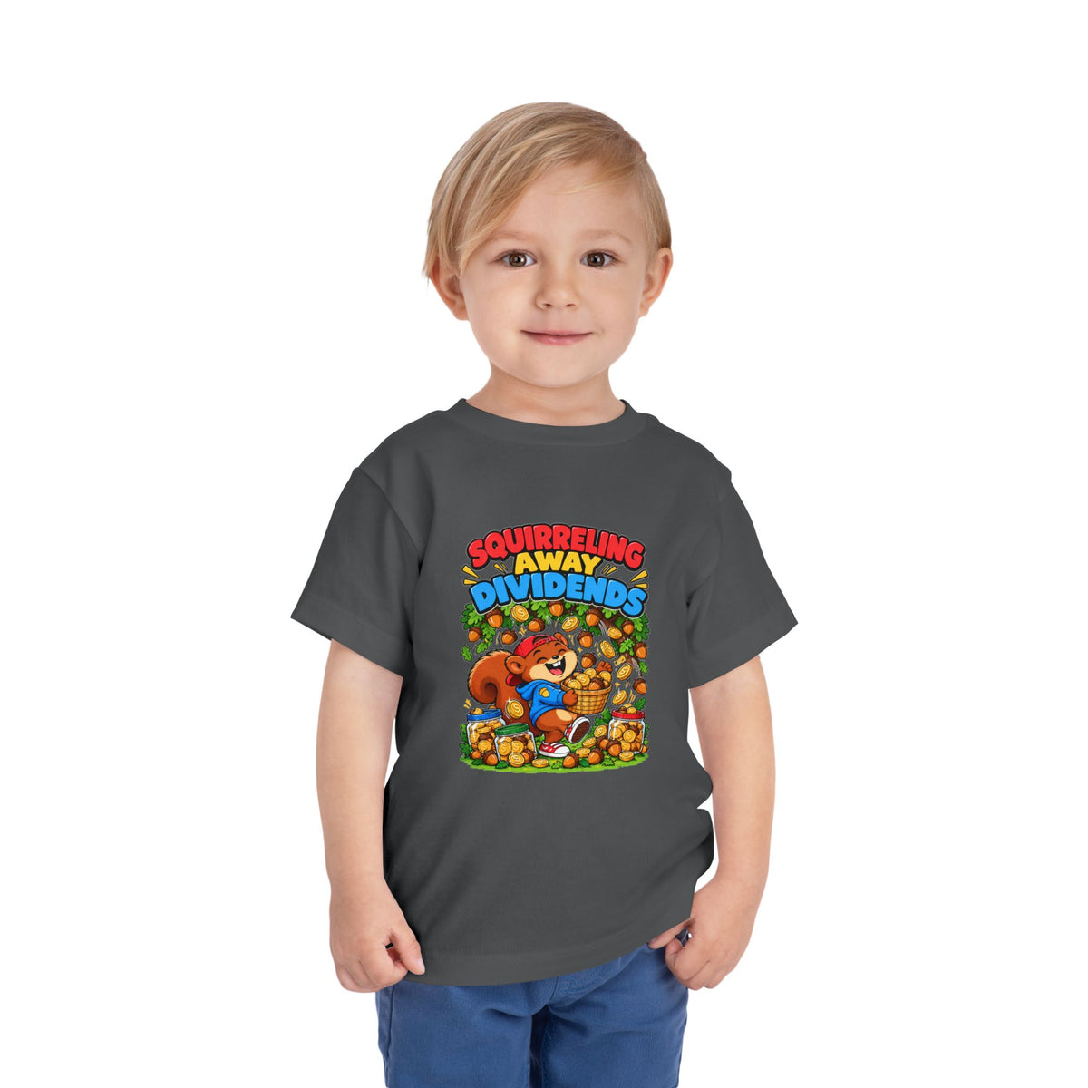 SQUIRRELING AWAY DIVIDENDS. Toddler Tee | Funny Finance Kids Clothing