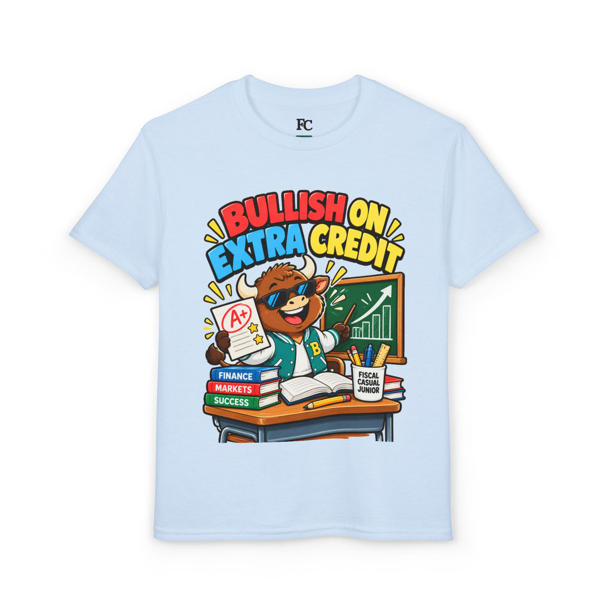 BULLISH ON EXTRA CREDIT. Youth Tee | Funny Finance Kids Clothing