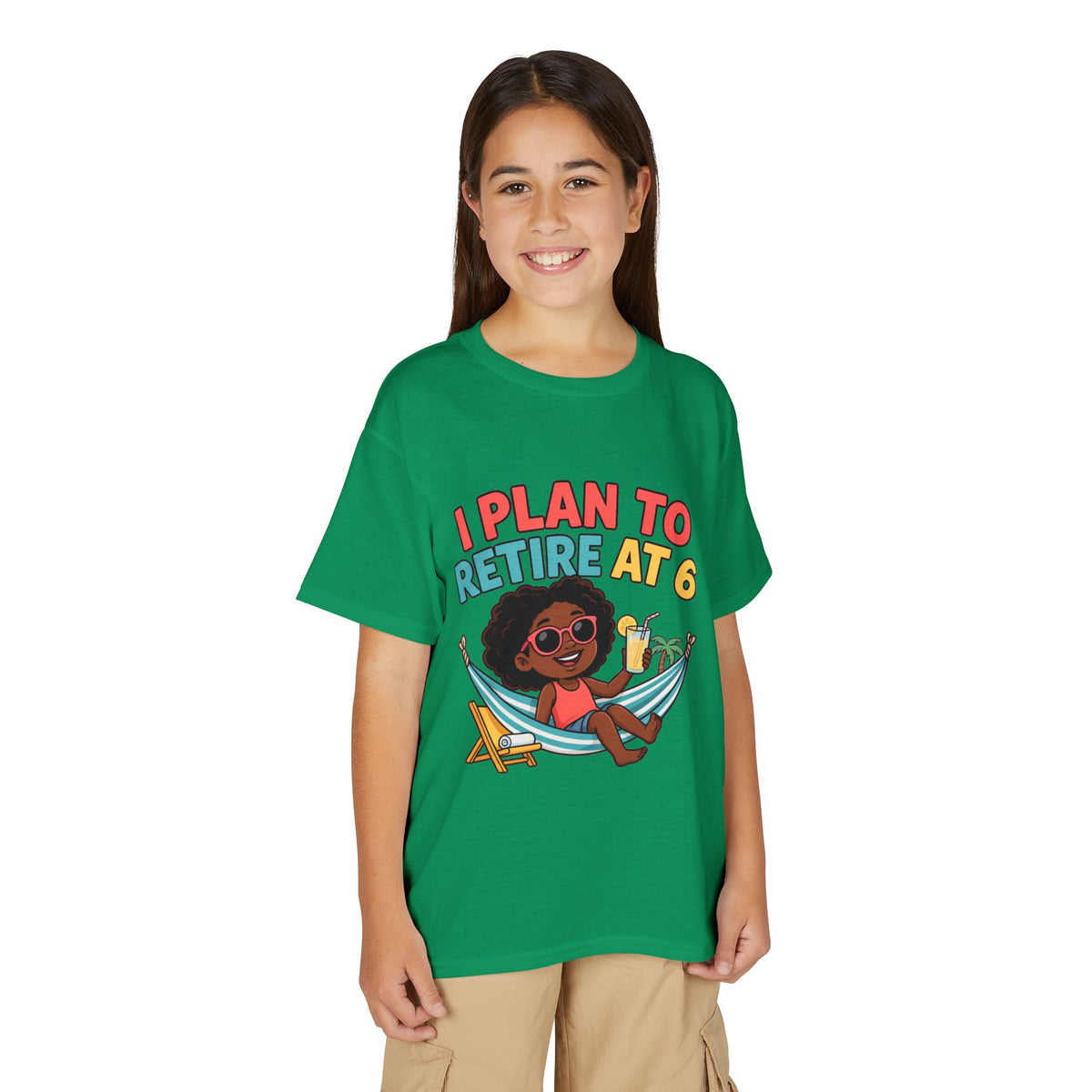 I PLAN TO RETIRE AT 6. Girls' Youth Tee | Funny Finance Kids Clothing