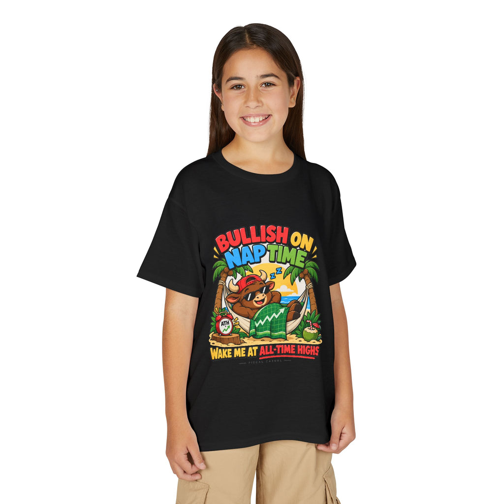 BULL NAP TIME. Youth Tee | Funny Finance Kids Clothing