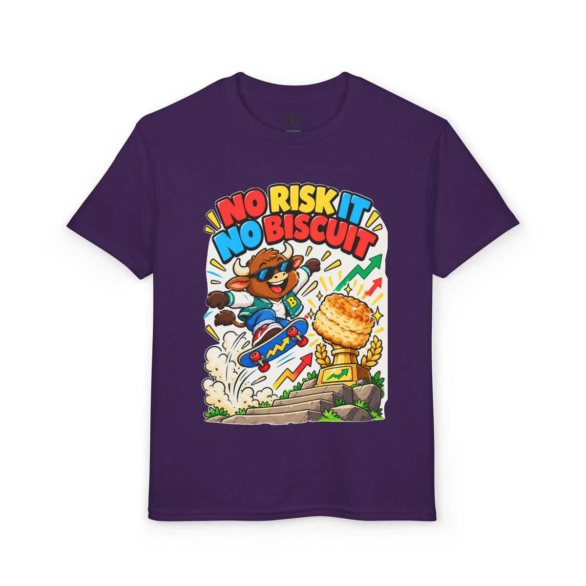 NO RISK IT NO BISCUIT. Youth Tee | Funny Finance Kids Clothing