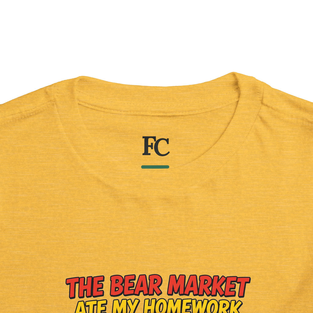 THE BEAR MARKET ATE MY HOMEWORK. Toddler Tee | Funny Finance Kids Clothing