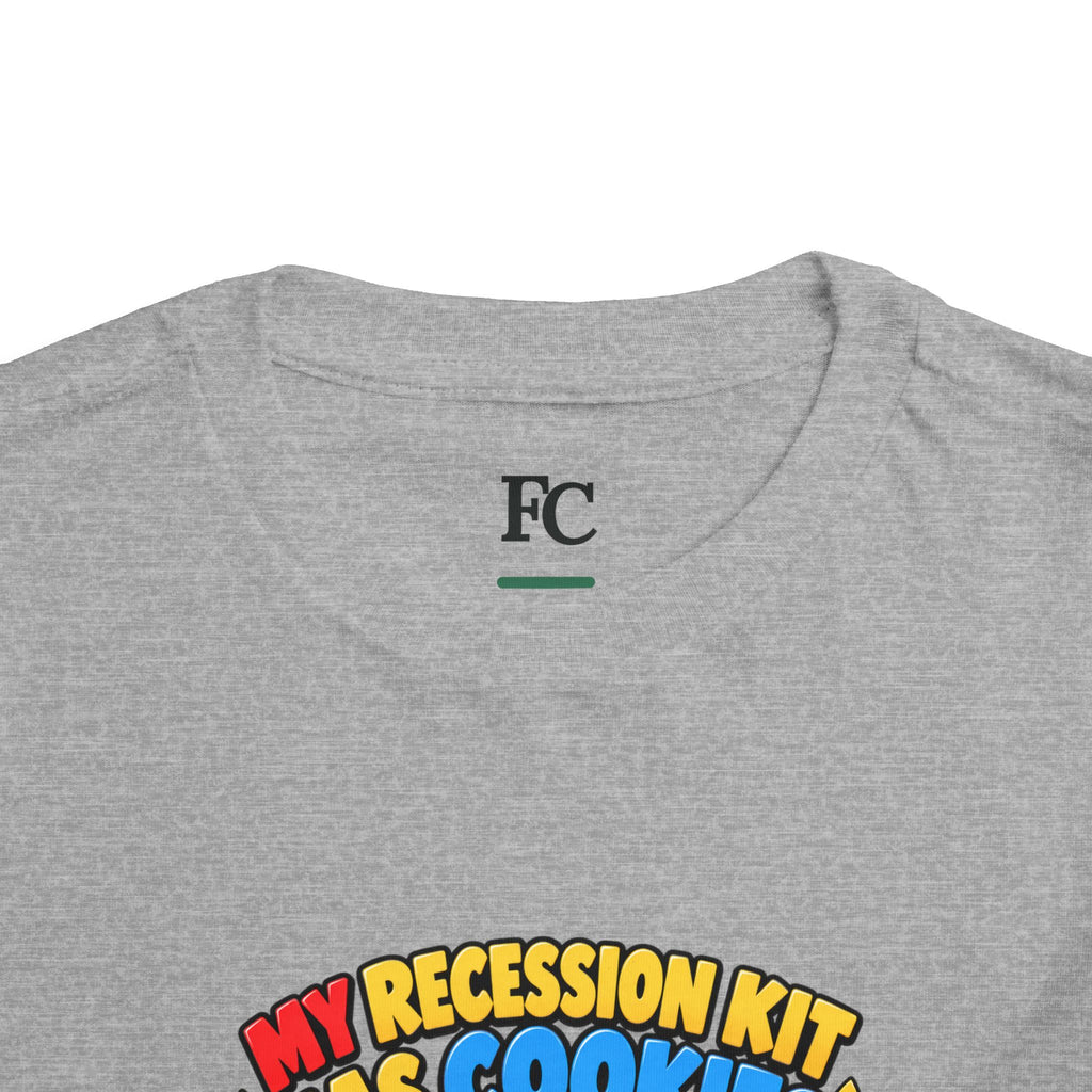 MY RECESSION KIT HAS COOKIES. Toddler Tee | Funny Finance Kids Clothing
