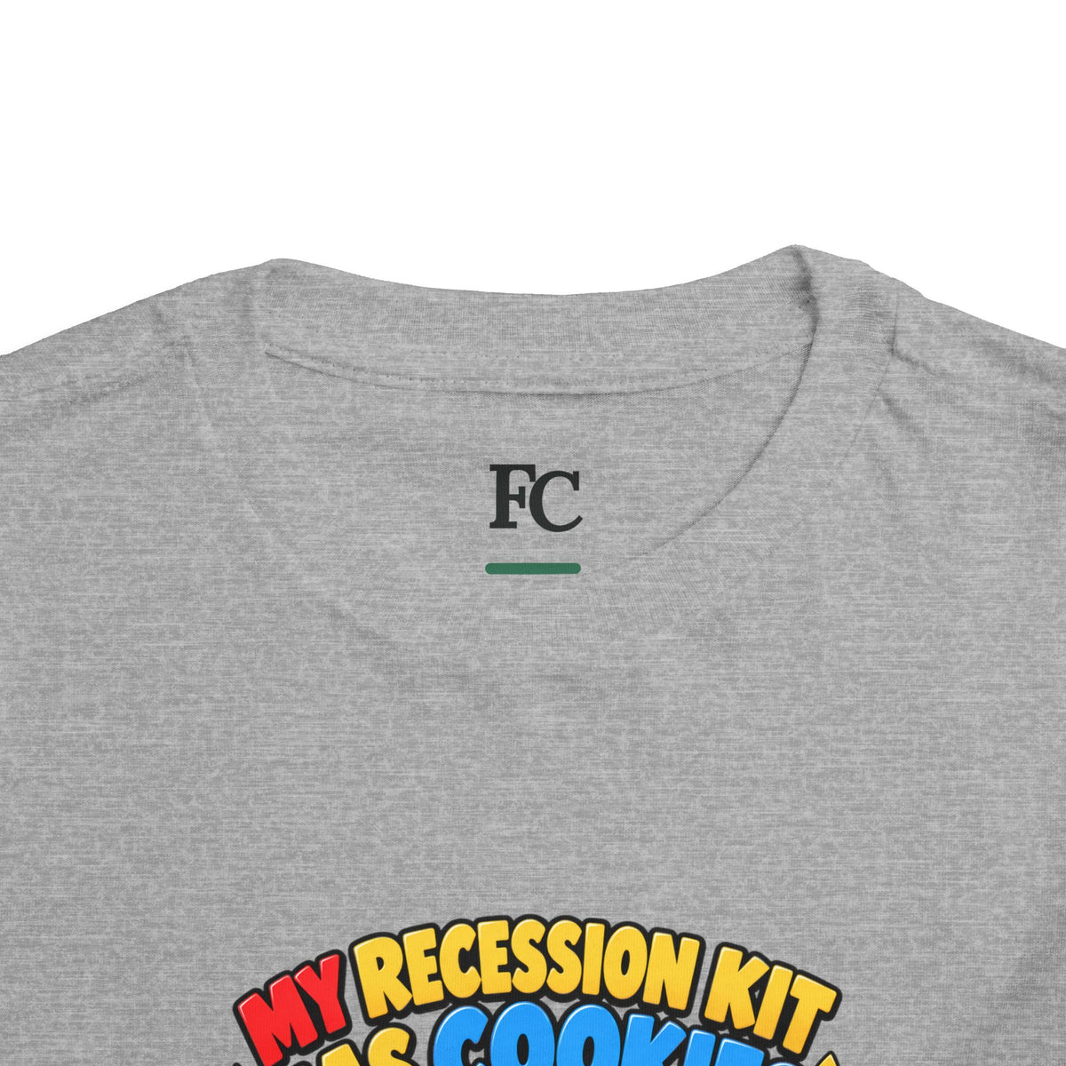 MY RECESSION KIT HAS COOKIES. Toddler Tee | Funny Finance Kids Clothing